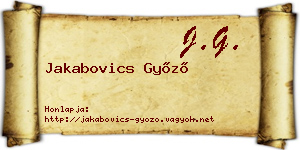 Jakabovics Győző névjegykártya